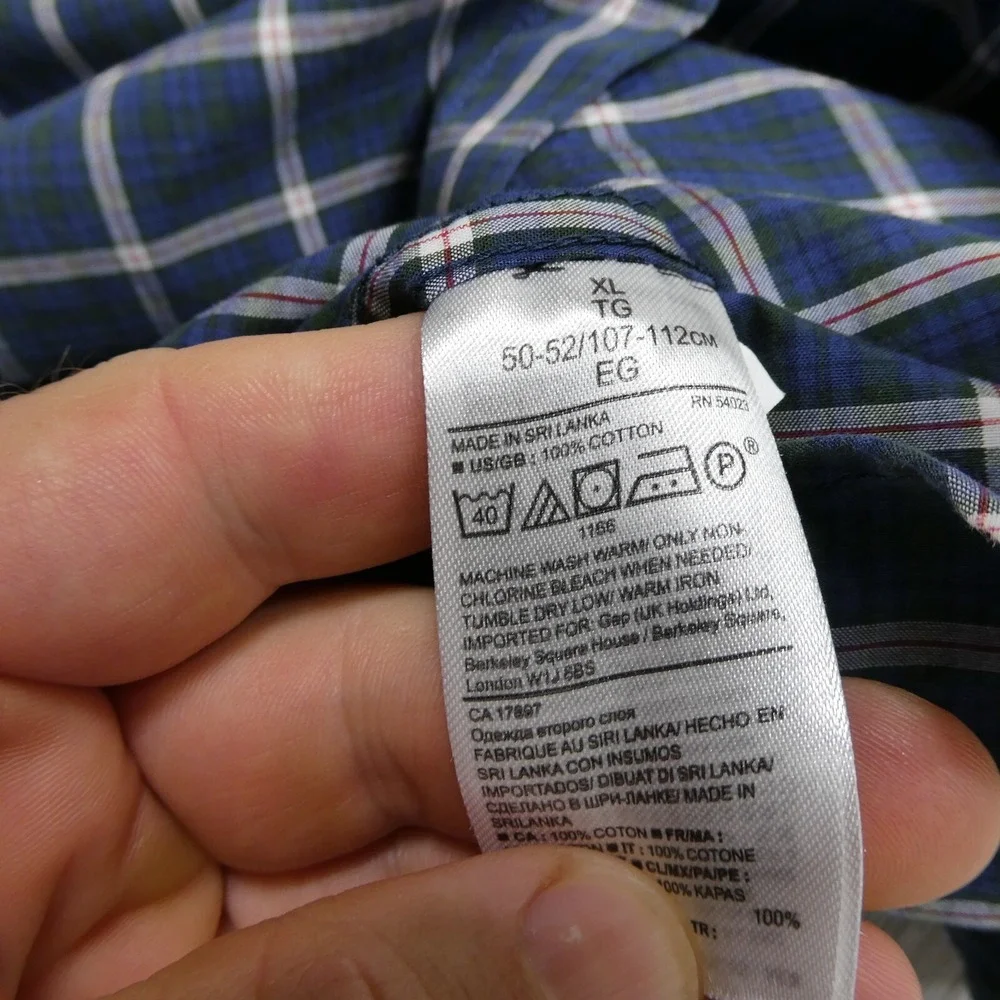 Banana Republic Shirt Adult XL Blue Plaid Custom 078 Wash‎ Camden Fit Mens